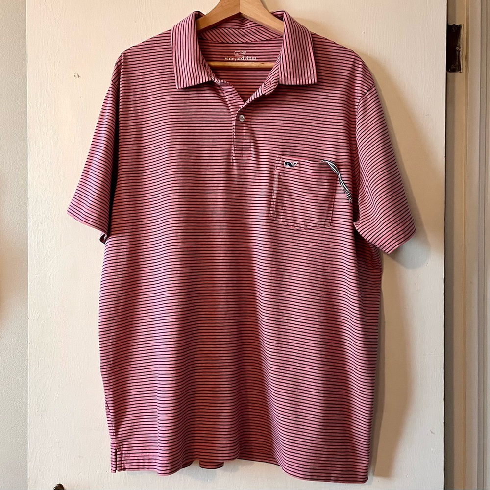 Vineyard Vines Seabrook Stripe Polo, Jetty Red, Size XL